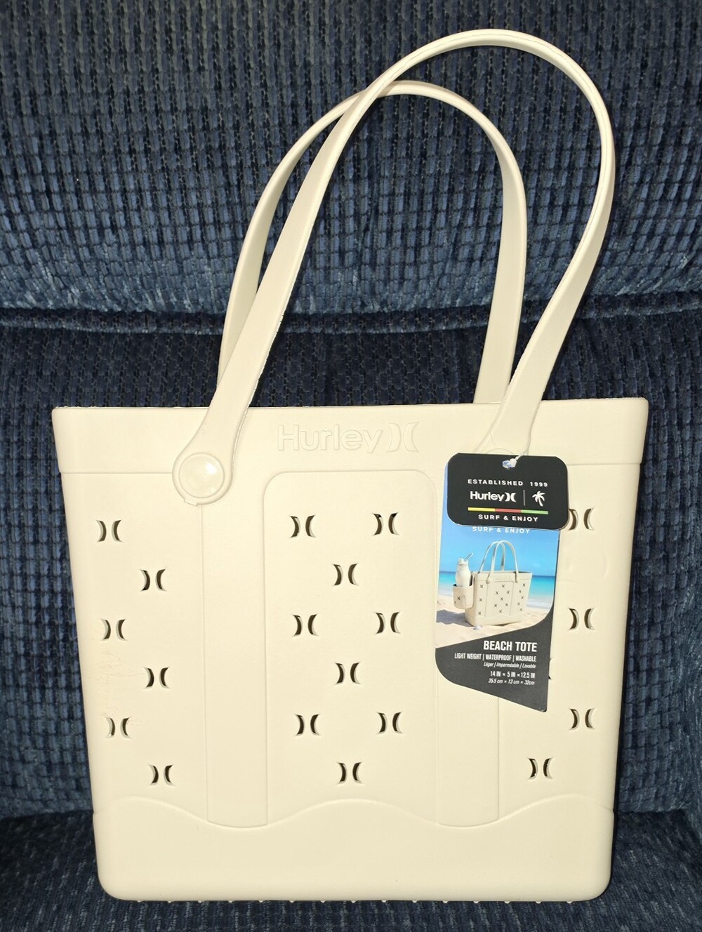 Hurley Surf & Enjoy Lightweight EVA Beach Waterproof Tote Bag • 14" Large • New